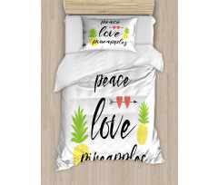 Peace Love Pineapples Duvet Cover Set