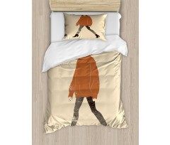 Girl in Fashionable Clothes Duvet Cover Set