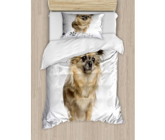 I Love My Dog Paw Print Duvet Cover Set