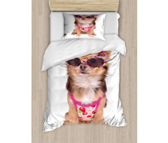 Puppy with Summer Clothes Duvet Cover Set