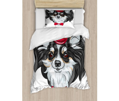 Puppy with Hat and Bow Duvet Cover Set
