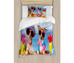 Tropic Summer Dog Friends Duvet Cover Set