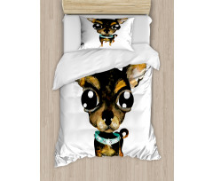 Gem Collar Big Eyed Dog Duvet Cover Set