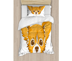 Simplistic Cartoon of Dog Duvet Cover Set