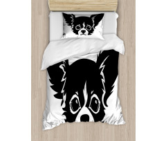 Monochrome Puppy Head Duvet Cover Set