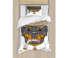 Dog in a Cap and Tie Duvet Cover Set