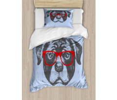 Funny Hipster Dog Duvet Cover Set