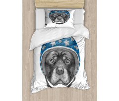 Dog in a Hard Hat Sketch Duvet Cover Set