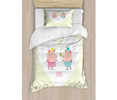 Boy Handing a Flower Romantic Duvet Cover Set