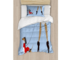 Woman and Dog Fashion Duvet Cover Set