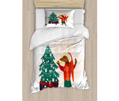 Christmas Dog in Clothes Duvet Cover Set