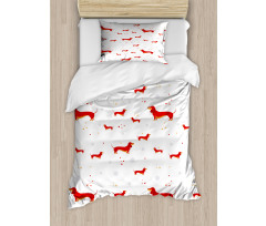 Dog with Hearts and Dots Duvet Cover Set