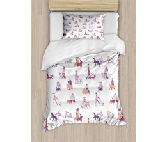 Dog Owners with Pets Duvet Cover Set