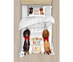 Dogs Happy Birthday Cake Duvet Cover Set