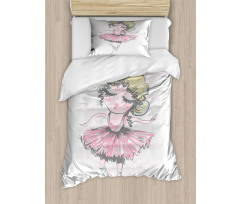 Curly Hair Blonde Dancer Duvet Cover Set