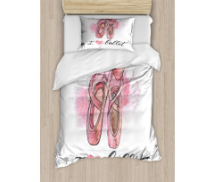 I Love Ballet Typography Duvet Cover Set