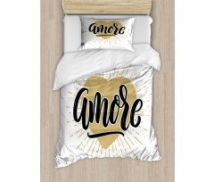 Calligraphy with Heart Duvet Cover Set