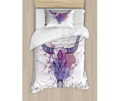 Bull Skull with Splashes Duvet Cover Set