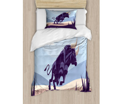 Strong Bull Nature in Doodle Duvet Cover Set