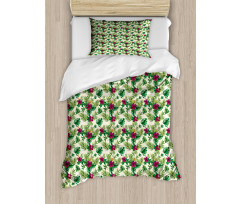 Exotic Foliage and Hibiscus Duvet Cover Set