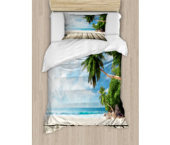 Sandy Tropic Ocean Beach Pier Duvet Cover Set