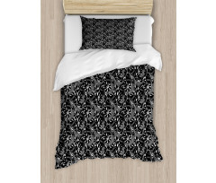 Monochrome Exotic Leaves Art Duvet Cover Set