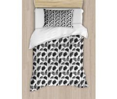 Retro Monochrome Foliage Art Duvet Cover Set