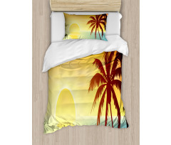 Tropical Sunset with Ombre Sky Duvet Cover Set