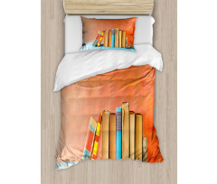 Row of Old Vintage Books Duvet Cover Set