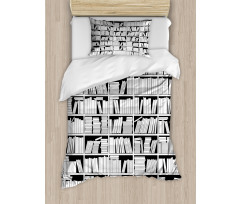 Monochromatic Bookshelves Duvet Cover Set