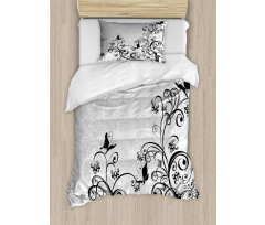 Floral and Grunge Duvet Cover Set