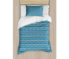 Boats on Abstract Waves Duvet Cover Set