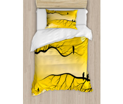 Birds on Bare Branches Duvet Cover Set