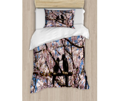 Birds on Sakura Tree Duvet Cover Set