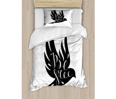 Be Free Text on Flying Bird Duvet Cover Set