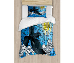 Stained Glass Bird Sky Duvet Cover Set