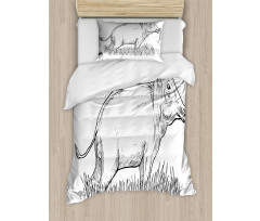 Outline Sketch Wild Boar Duvet Cover Set