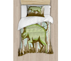 Vintage Pig Boar in Woods Duvet Cover Set