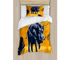 Hog Boar Tropical Leaves Duvet Cover Set