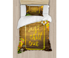 Summer Theme Calligraphy Duvet Cover Set