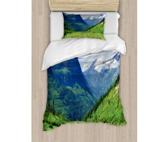 Summer Cloudy Peaks and Grass Duvet Cover Set