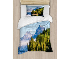 Forest with Misty Mountains Duvet Cover Set