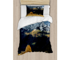 Rustic Wooden Hut Mountains Duvet Cover Set