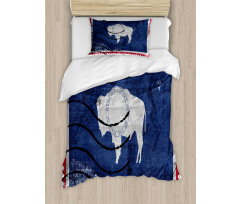 Old Postage Stamp Like Flag Duvet Cover Set