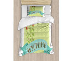 State Flower and Name Duvet Cover Set