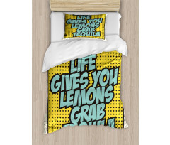 Retro Design Funny Words Duvet Cover Set