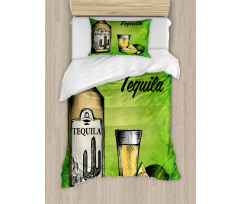 Bottle Shot Glass and Lime Duvet Cover Set