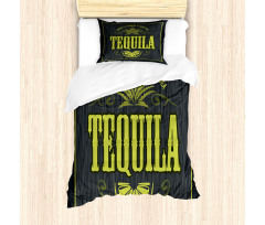 Vintage Alcohol Themed Text Duvet Cover Set