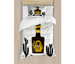 Sugar Skull on Bottle Hat Duvet Cover Set