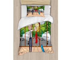 Pilot and Hostess Cartoon Duvet Cover Set